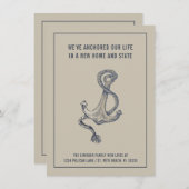 Nautical Blue en Taupe Anker Nieuw Home Aankondiging (Voorkant / Achterkant)