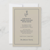 Nautical Blue en Taupe Anker Nieuw Home Aankondiging (Achterkant)