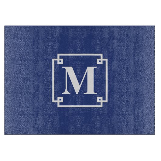 Nautical Blue en White Smart Monogram Snijplank (Voorkant)