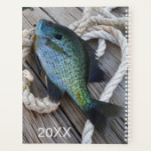 Nautical Blue Fish Wood Dock Foto kust Planner (Achterkant)