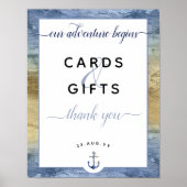 #Nautical Blue & Gold Kaarten & Gifts #Wedding Poster (Voorkant)