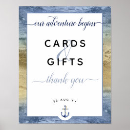 #Nautical Blue & Gold Kaarten & Gifts #Wedding Poster