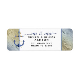 #Nautical Blue & Gold Waterverf Event Wedding Etiket