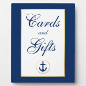 Nautical Blue Gold Wedding Cards Gifts Fotoplaat (Voorkant)