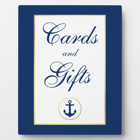 Nautical Blue Gold Wedding Cards Gifts Fotoplaat (Voorkant)