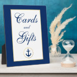 Nautical Blue Gold Wedding Cards Gifts Fotoplaat<br><div class="desc">Nautical Blue Gold Weddenkaarten Geschikt voor tafel</div>