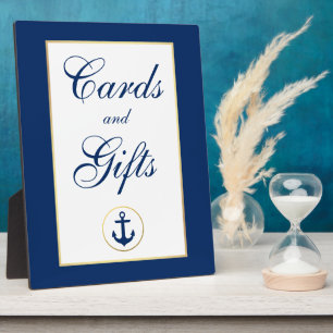 Nautical Blue Gold Wedding Cards Gifts Fotoplaat
