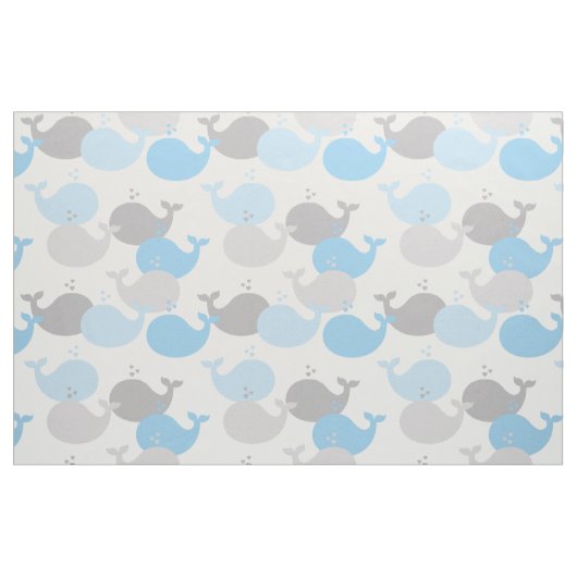 Nautical Blue Grey Whale Ocean Animals Zee Life Stof (Fat Quarter)