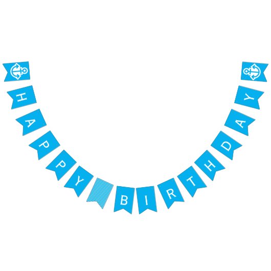 Nautical Blue Happy Birthday Anchor Vlaggetjes (Alle)