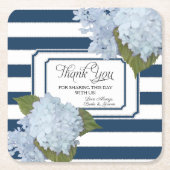 Nautical Blue Hydrangea White Striped Floral Art Kartonnen Onderzetters (Voorkant)