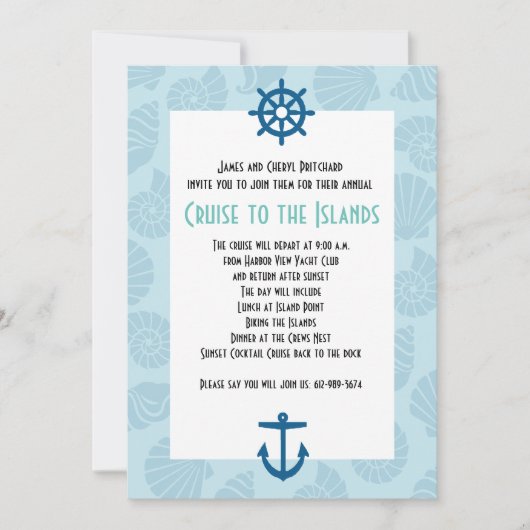 Nautical Blue Invitation Kaart (Voorkant)