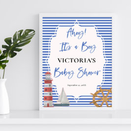 Nautical Blue Is a Boy Baby shower Welkomstbord Poster