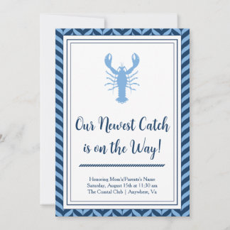 Nautical Blue Kreeft Babyshower Uitnodiging