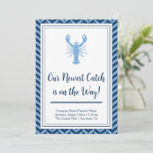 Nautical Blue Kreeft Babyshower Uitnodiging (Staand voorkant)