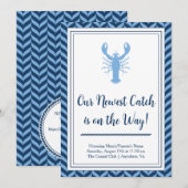 Nautical Blue Kreeft Babyshower Uitnodiging (Voorkant / Achterkant)