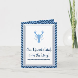 Nautical Blue Lobster Baby Shower Uitnodiging vouw