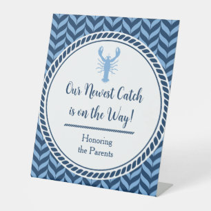 Nautical Blue Lobster Baby Shower Uitnodiging vouw Reclamebord Met Voetstuk