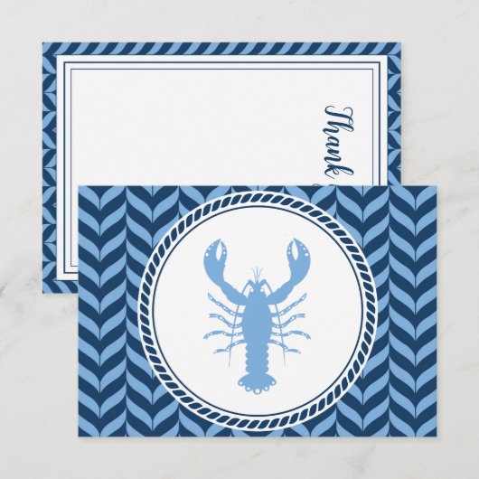 Nautical Blue Lobster kust  Bedankkaart (Voorkant / Achterkant)