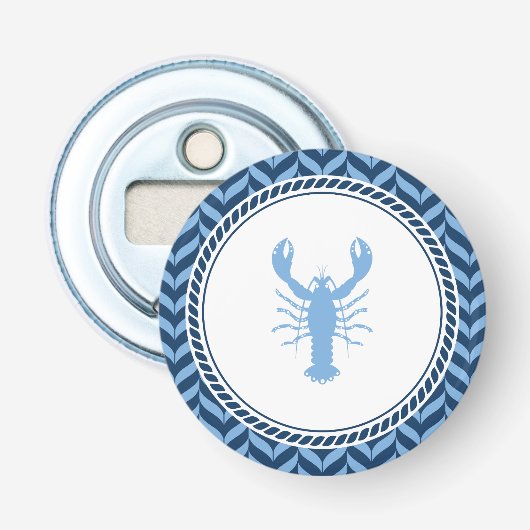 Nautical Blue Lobster kust  Button Flesopener (Voorkant)