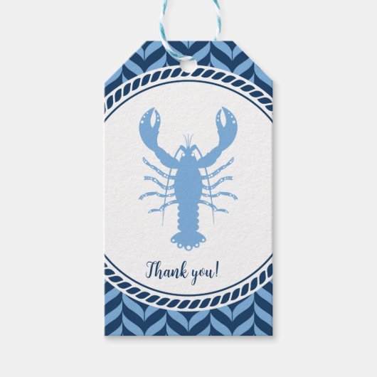 Nautical Blue Lobster kust Cadeaulabel (Voorkant)