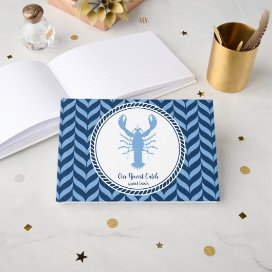 Nautical Blue Lobster kust Gastenboek (Voorkant open)