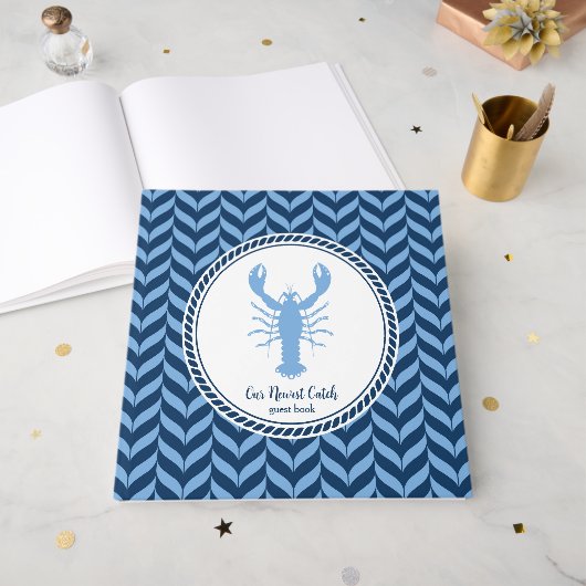 Nautical Blue Lobster kust Gastenboek (Voorkant open)