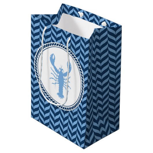 Nautical Blue Lobster kust  Medium Cadeauzakje (Voorkant Gekanteld)
