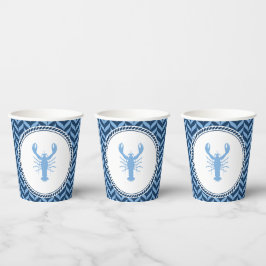 Nautical Blue Lobster kust  Papieren Bekers