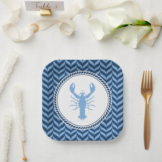 Nautical Blue Lobster kust Papieren Bordje (Huwelijk)