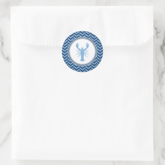 Nautical Blue Lobster kust  Ronde Sticker (Tas)