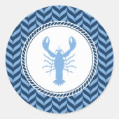 Nautical Blue Lobster kust  Ronde Sticker (Voorkant)