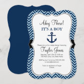 Nautical Blue Marine Babyshower Uitnodiging (Voorkant / Achterkant)