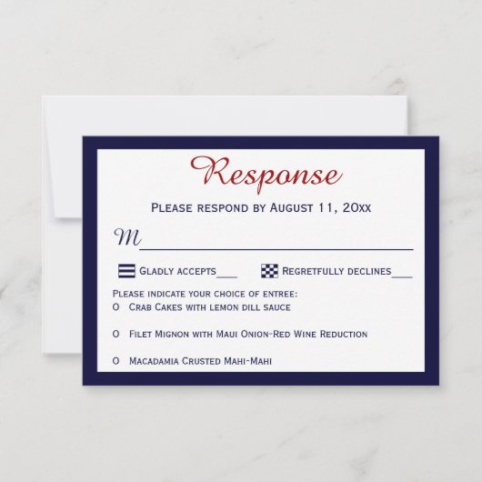 Nautical Blue Maritime Flags Wedding RSVP-kaarten RSVP Kaartje (Voorkant)