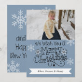 Nautical Blue Merry kerstfoto Kaart feestdag (Voorkant / Achterkant)