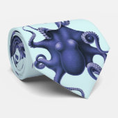 Nautical Blue Ocean Octopus Wedding Stropdas (Opgerold)