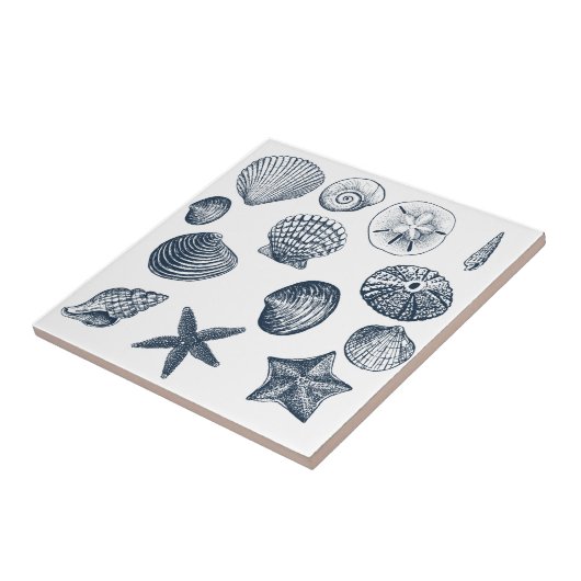 Nautical Blue Ocean shells Tegeltje (Zijkant)