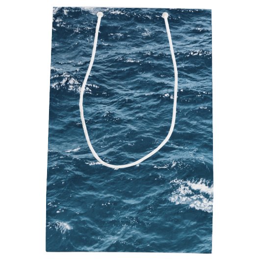 Nautical Blue Ocean Water Medium Cadeauzakje (Achterkant)