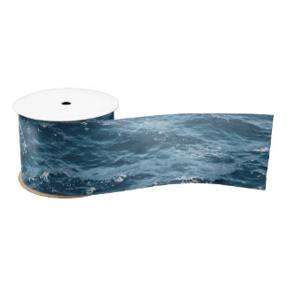 Nautical Blue Ocean Water Satijnen Lint