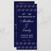 Nautical Blue Ocean Waves Wedding Program Programmakaart (Voorkant / Achterkant)