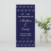 Nautical Blue Ocean Waves Wedding Program Programmakaart (Staand voorkant)