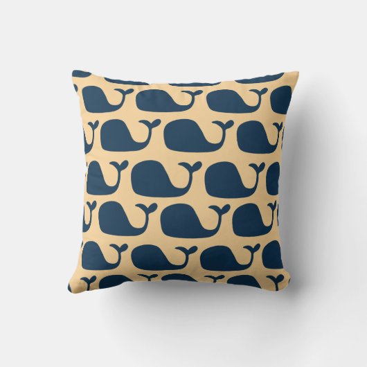 Nautical Blue Ocean Whale Pillow CBendel Design Kussen (Achterkant)
