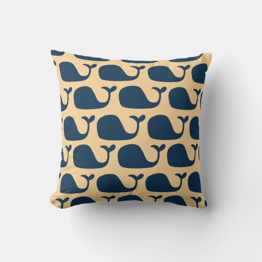 Nautical Blue Ocean Whale Pillow CBendel Design Kussen (Voorkant)