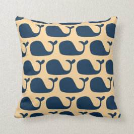 Nautical Blue Ocean Whale Pillow CBendel Design Kussen