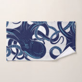 Nautical Blue Octopus Coastal White Wood Bad Handdoek (Handdoek)