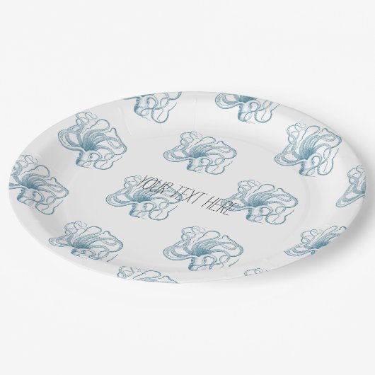 Nautical Blue Octopus Papieren Bordje (Gekanteld)