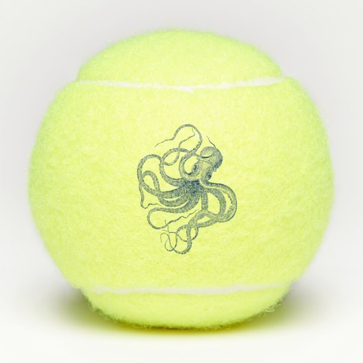 Nautical Blue Octopus Tennisballen (Voorkant)
