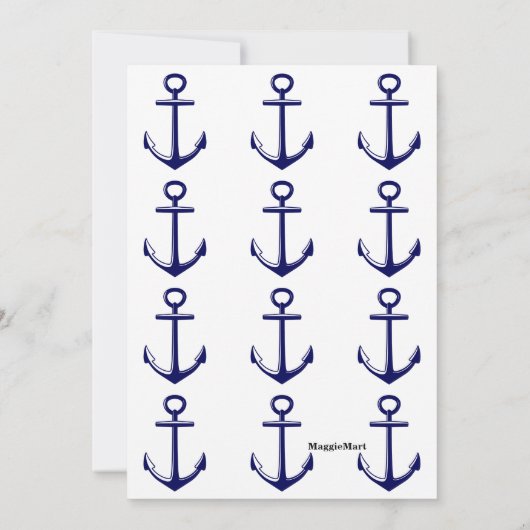 Nautical Blue Ombre Wave Anchor First Birthday Kaart (Achterkant)
