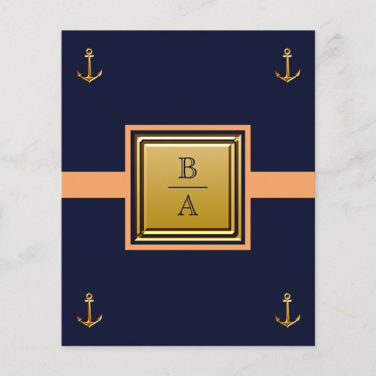 Nautical Blue Oranje Budget Weddenking Uitnodiging Flyer (Voorkant)