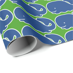 Nautical Blue Preppy Whale Persoonlijk Cadeaupapier