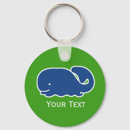 Nautical Blue Preppy Whale Persoonlijk Sleutelhanger